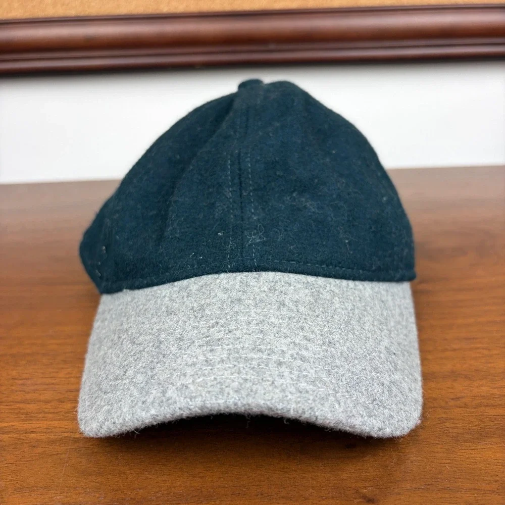 J Crew‎ Baseball Cap Mens One Size Two Tone Wool Blend Dark Green Grey Hat